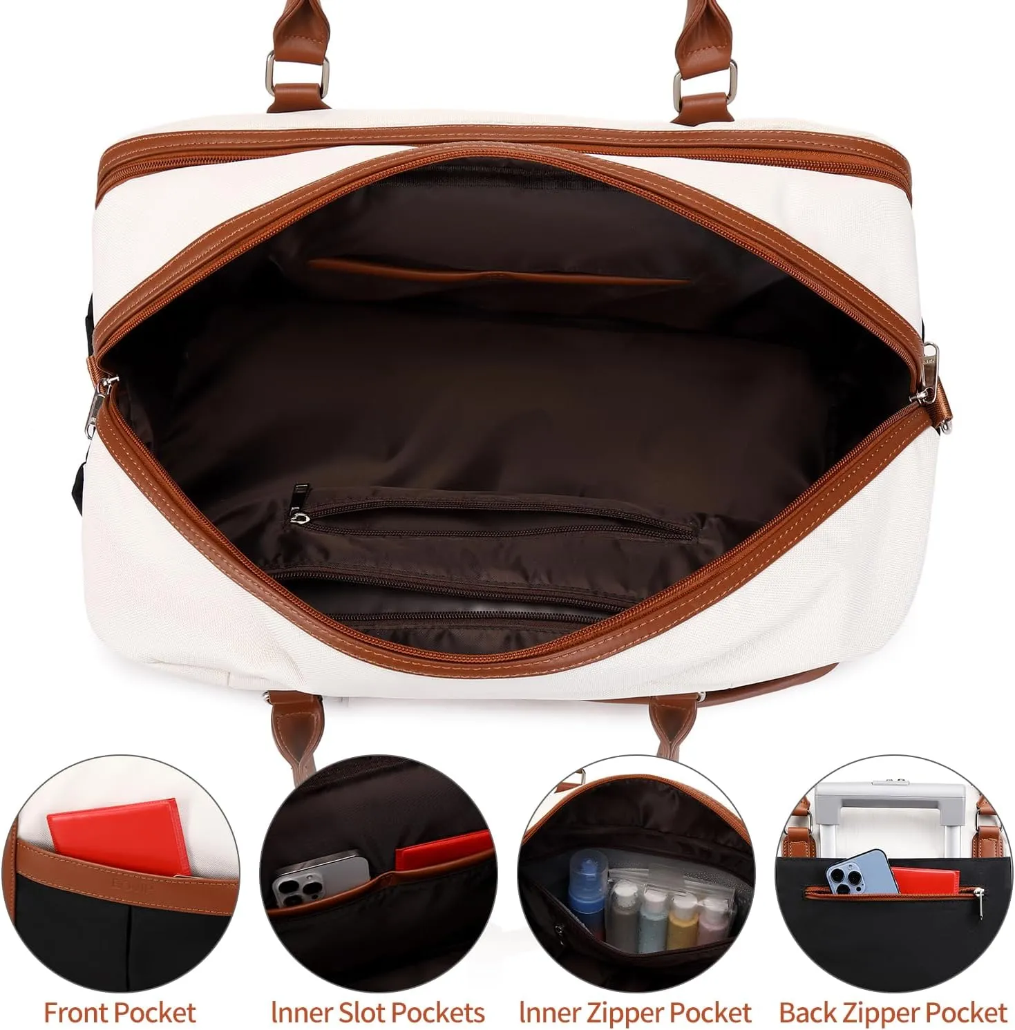 Weekender Bags for Women Overnight Bag Large Canvas Travel Duffel Bag with Shoe Compartment Carry On Tote Bag 3Pcs Set