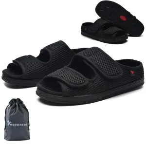 WEEOATAR Diabetic Slippers,Post Surgery Shoes,Medical Walking Shoes,Adjustable,Slip-on and Wide Orthopedic Shoes with Magic Stickers for Diabetics,Swollen Feet&Arthritis Edema(Man Black,7.5/260cm)