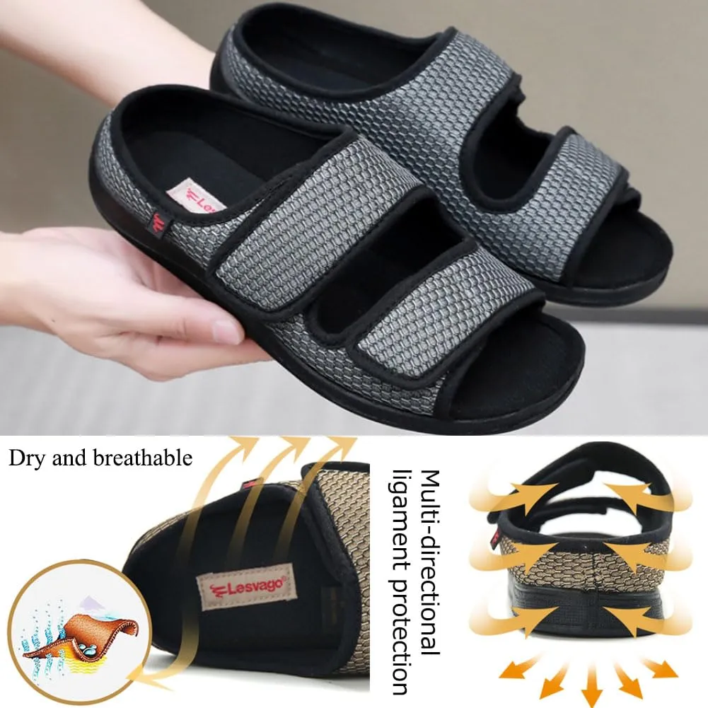 WEEOATAR Diabetic Slippers,Post Surgery Shoes,Medical Walking Shoes,Adjustable,Slip-on and Wide Orthopedic Shoes with Magic Stickers for Diabetics,Swollen Feet&Arthritis Edema(Woman Black,9.0/250cm)