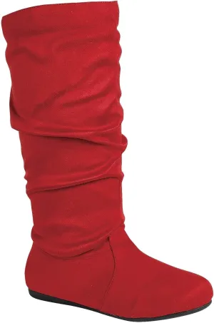 Wells Collection Womens Boots Soft Slouchy Flat to Low Heel Under Knee High