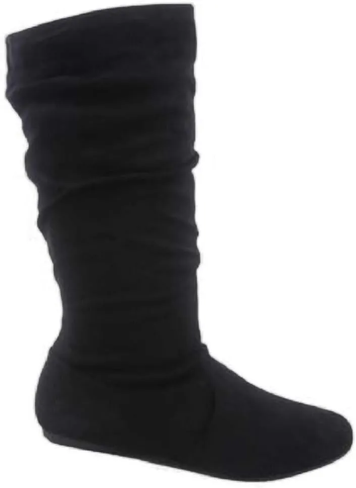 Wells Collection Womens Boots Soft Slouchy Flat to Low Heel Under Knee High