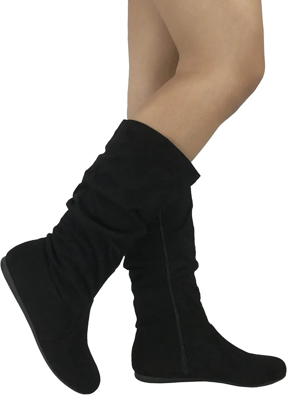 Wells Collection Womens Boots Soft Slouchy Flat to Low Heel Under Knee High