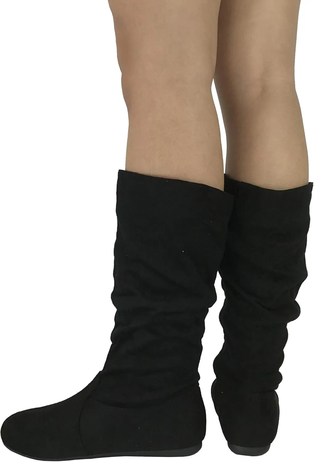 Wells Collection Womens Boots Soft Slouchy Flat to Low Heel Under Knee High