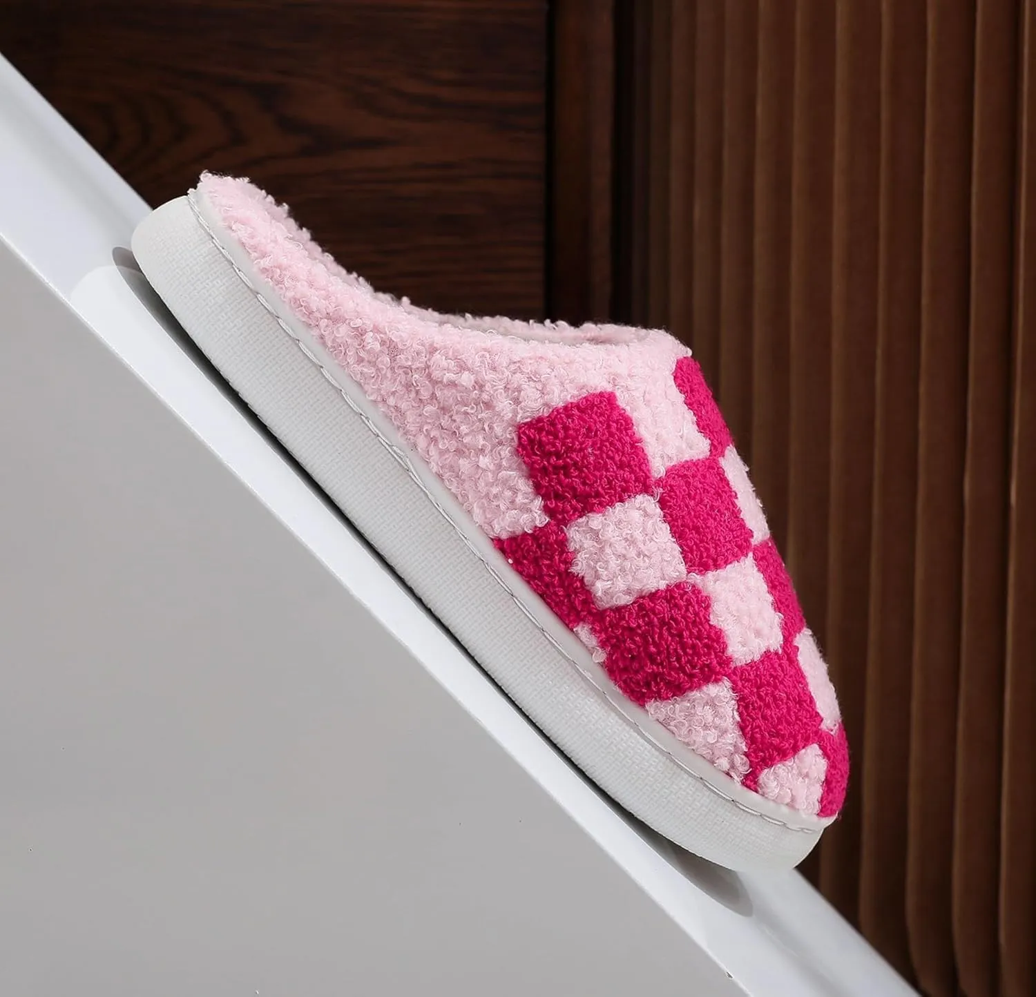 Winter Indoor Plush Slippers Warm Soft Cotton Slippers Gingham Cotton Slippers for Men's & Women's