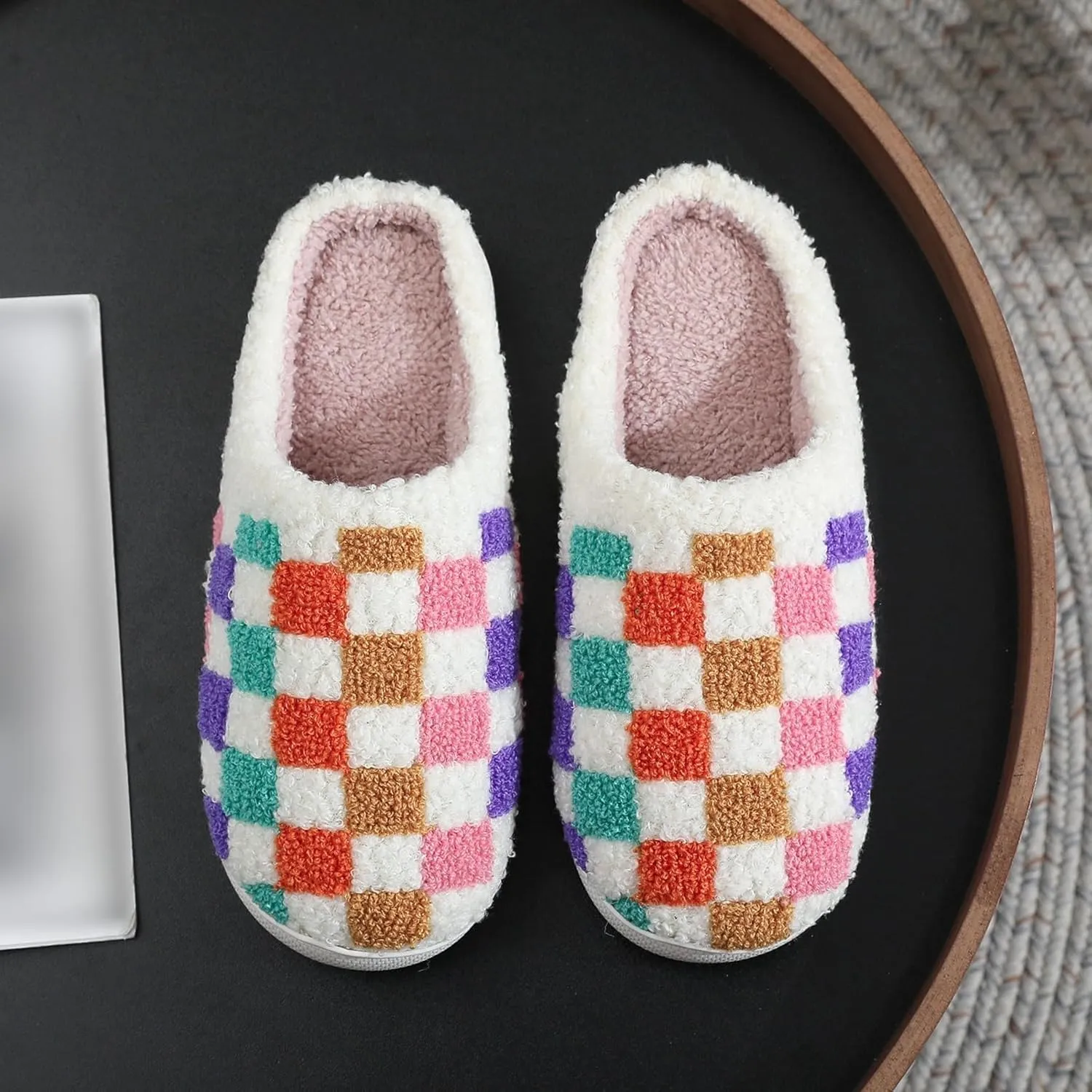 Winter Indoor Plush Slippers Warm Soft Cotton Slippers Gingham Cotton Slippers for Men's & Women's