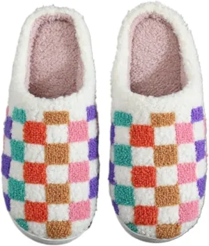 Winter Indoor Plush Slippers Warm Soft Cotton Slippers Gingham Cotton Slippers for Men's & Women's