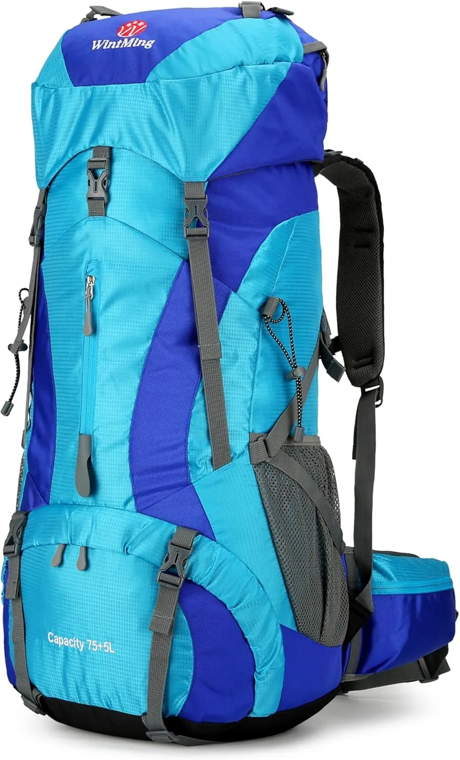 WintMing 75L Hiking Backpack with Rain Cover Waterproof Camping Backpack Shoes Warehouse for Men Women