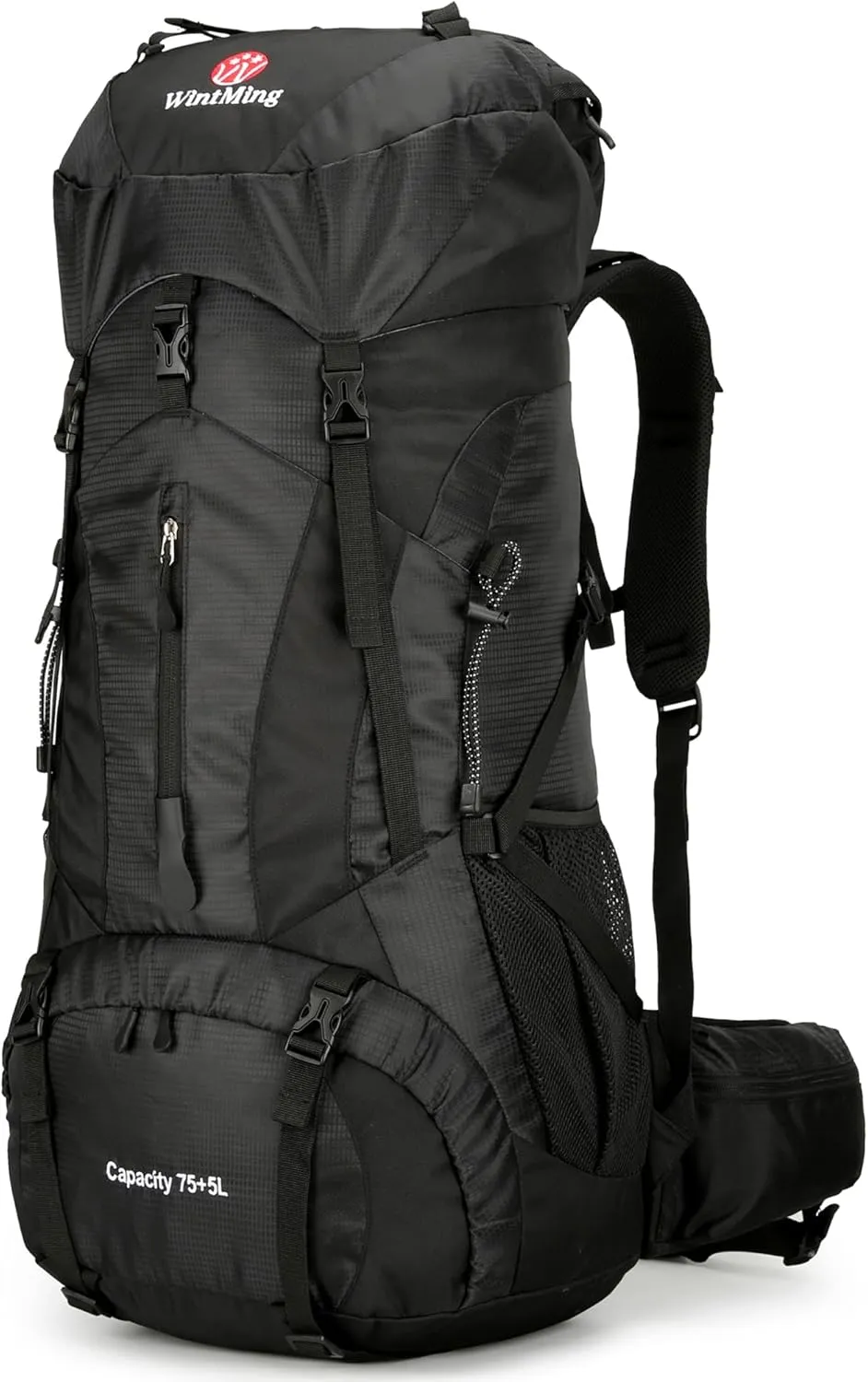 WintMing 75L Hiking Backpack with Rain Cover Waterproof Camping Backpack Shoes Warehouse for Men Women