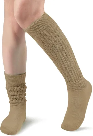 Witwot Slouch Socks Women Knit Knee High Boot Long Cotton Tube Scrunch Sock for Woman
