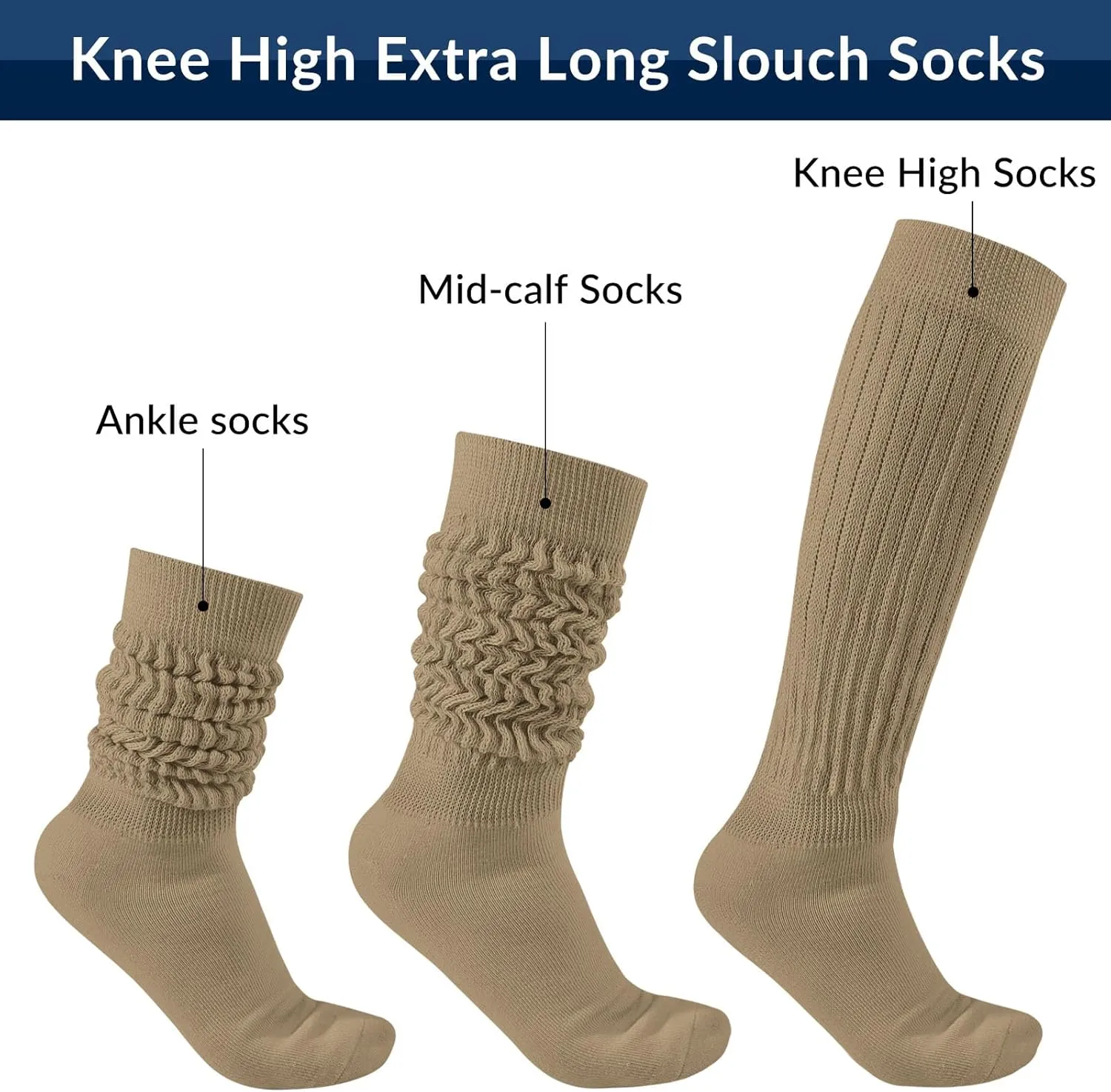 Witwot Slouch Socks Women Knit Knee High Boot Long Cotton Tube Scrunch Sock for Woman
