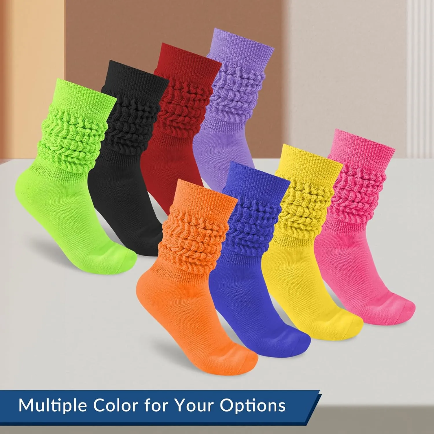 Witwot Slouch Socks Women Knit Knee High Boot Long Cotton Tube Scrunch Sock for Woman