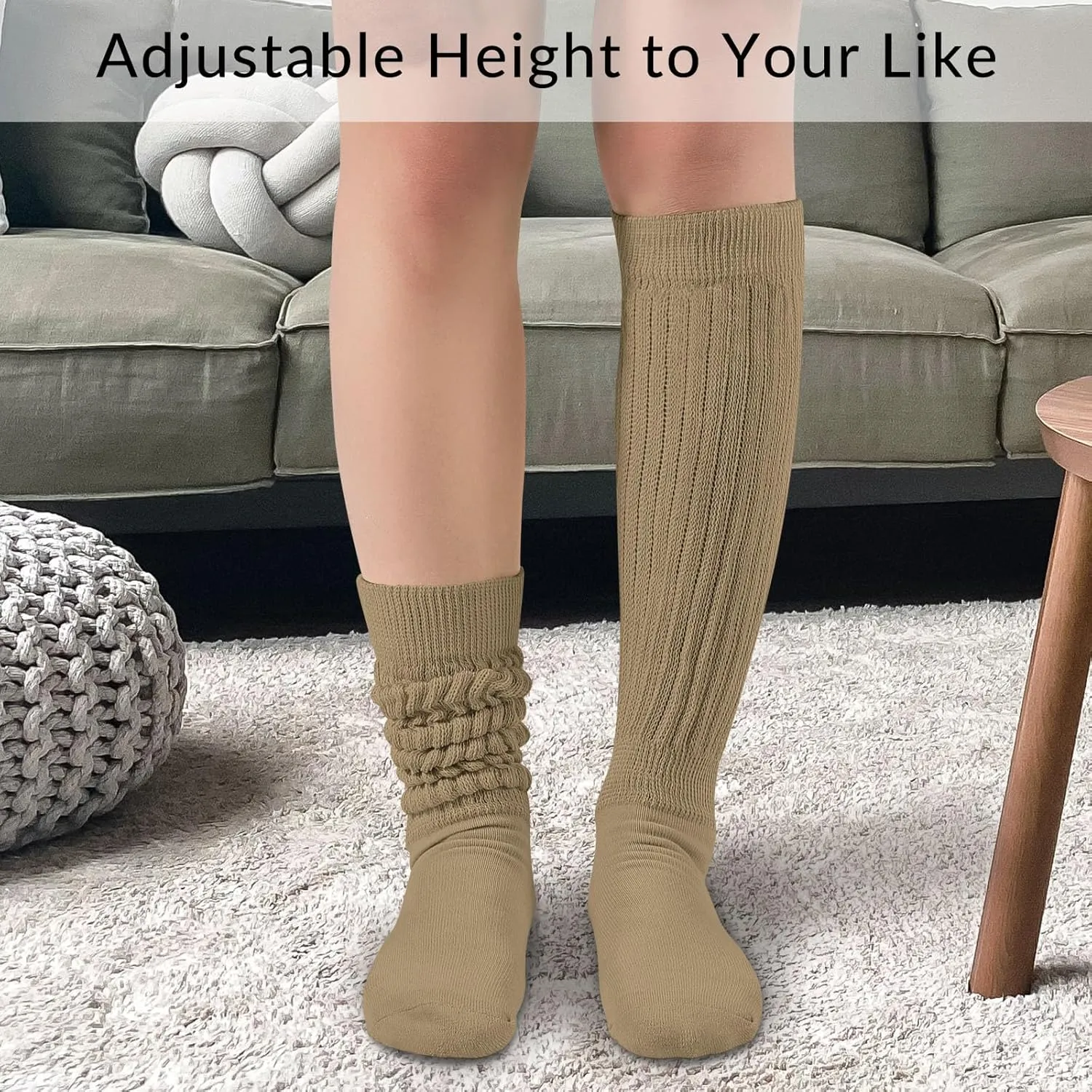 Witwot Slouch Socks Women Knit Knee High Boot Long Cotton Tube Scrunch Sock for Woman
