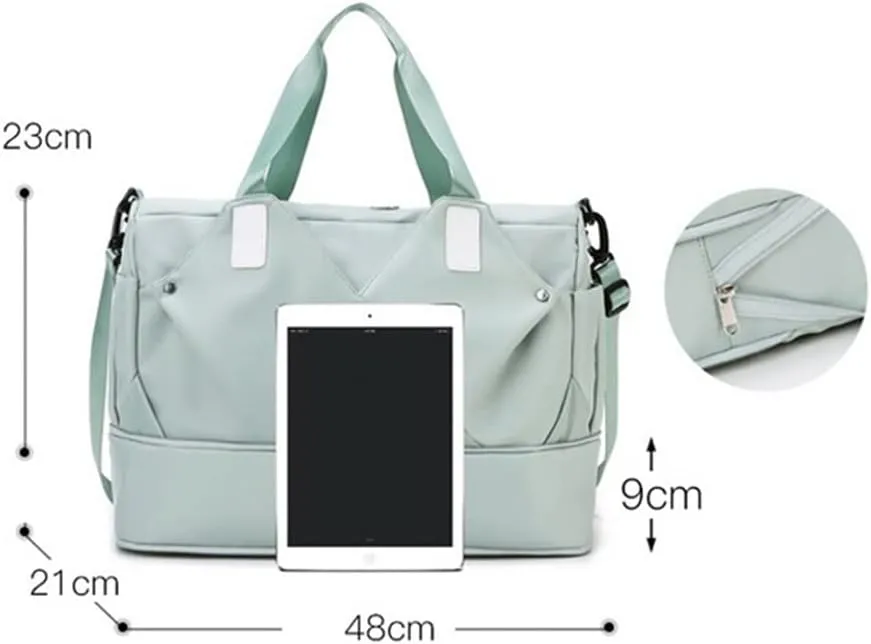 Women Gym Bag Sports Fitness Handbag Training Bags for Shoes Travel Dry and Wet Yoga Mat(Gray)