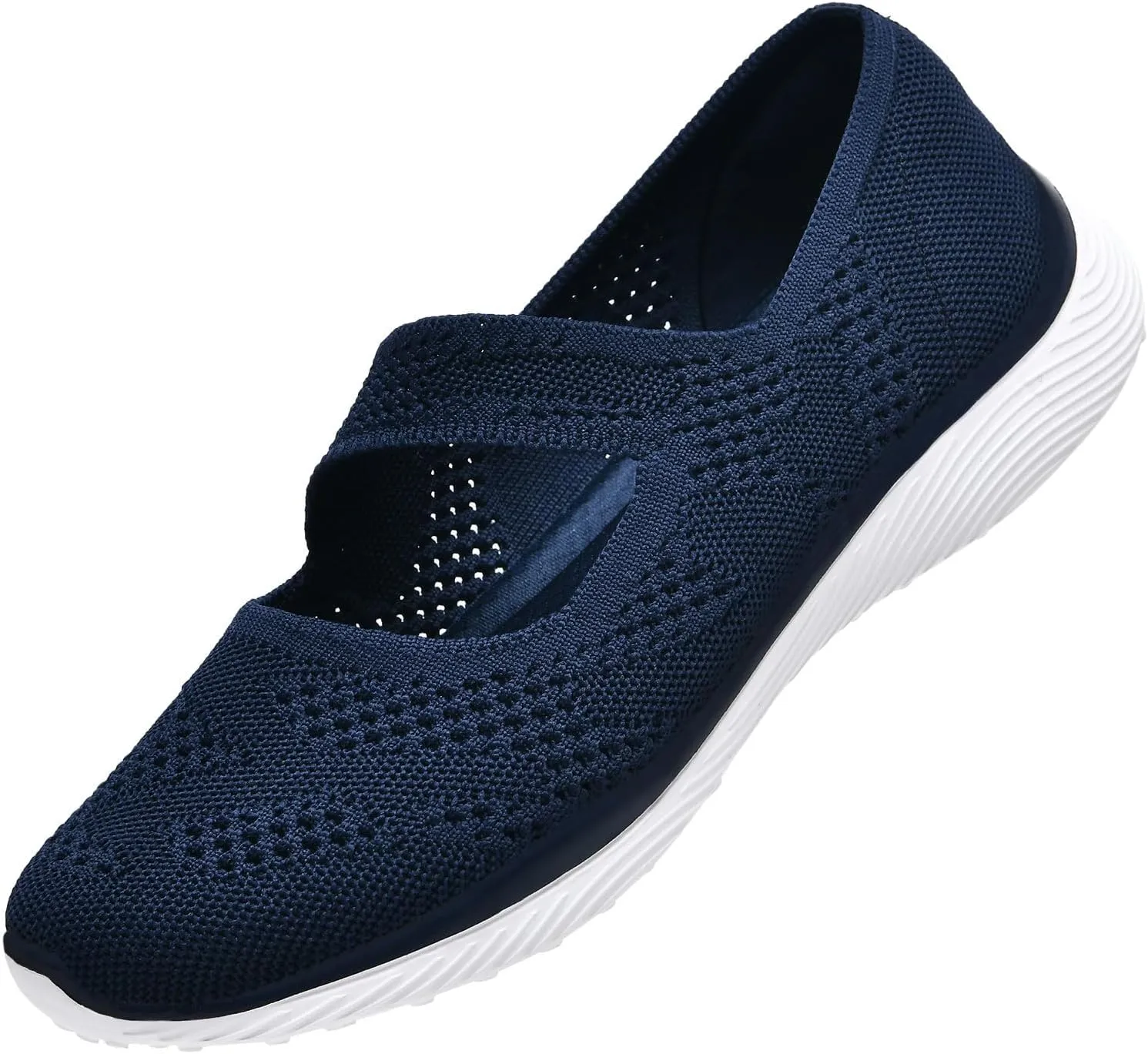 Women Mary Jane Shoes Slip On Walking Flats Comfortable Dressy Knit Washable Casual Nurse Shoe with Arch Support