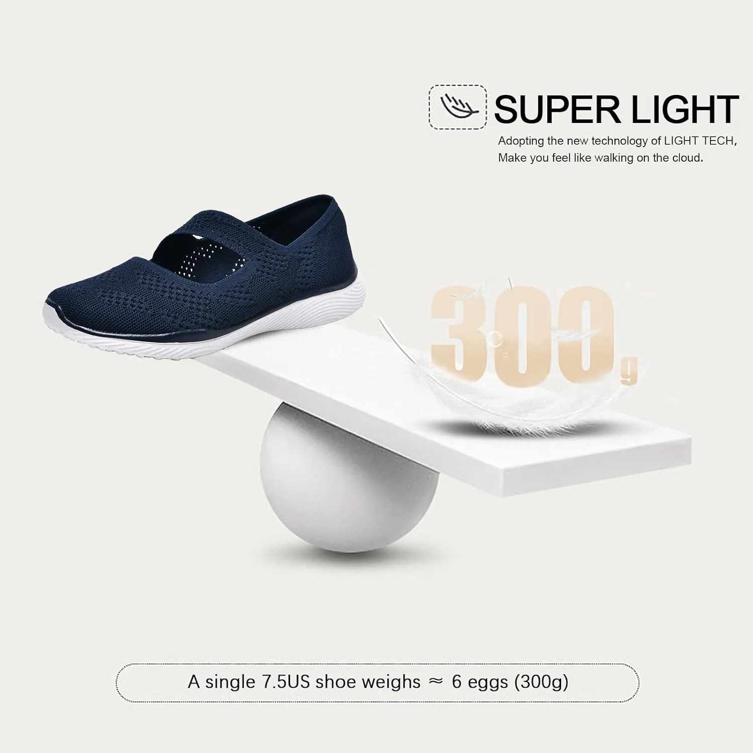 Women Mary Jane Shoes Slip On Walking Flats Comfortable Dressy Knit Washable Casual Nurse Shoe with Arch Support