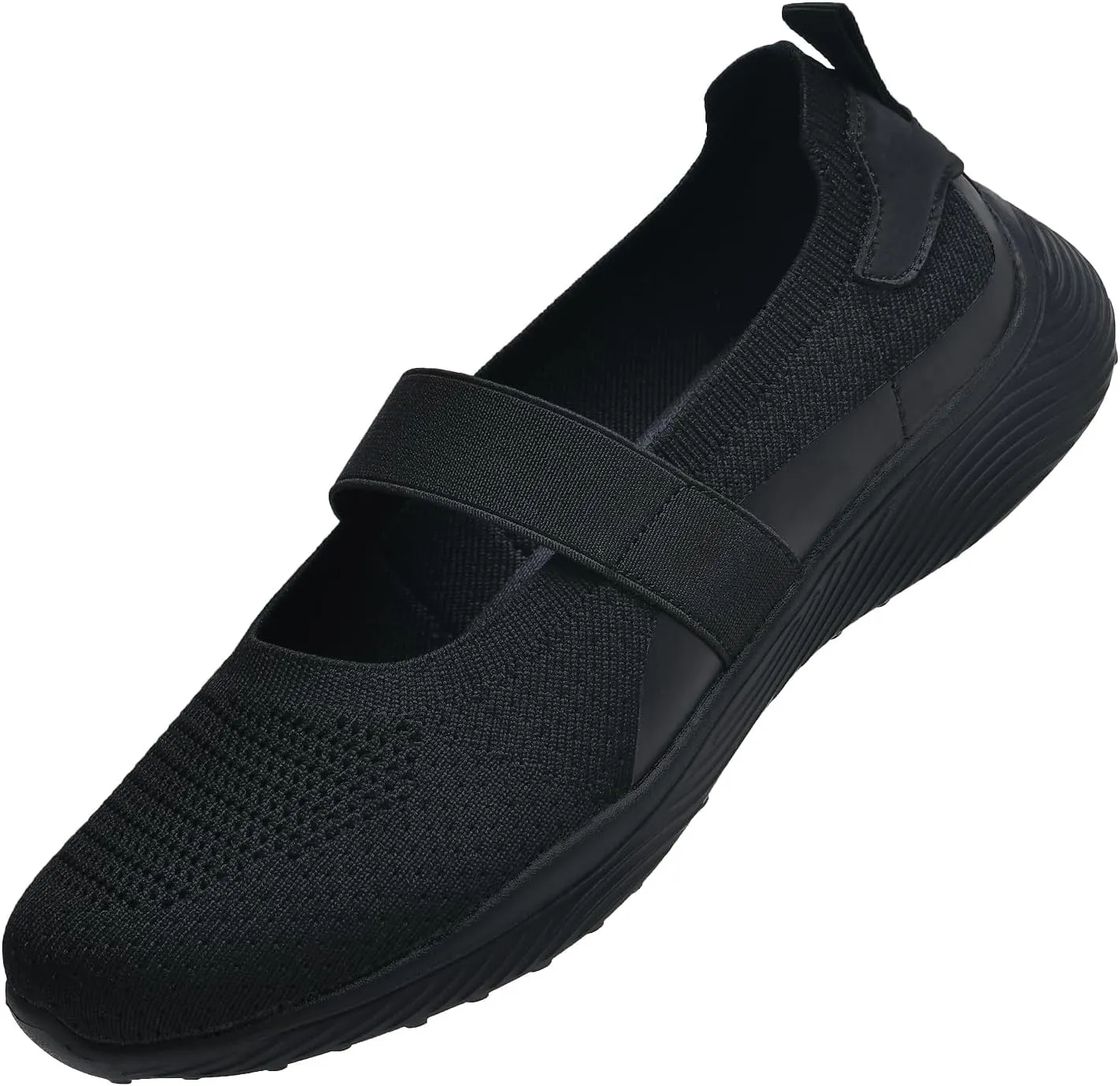 Women Mary Jane Shoes Slip On Walking Flats Comfortable Dressy Knit Washable Casual Nurse Shoe with Arch Support
