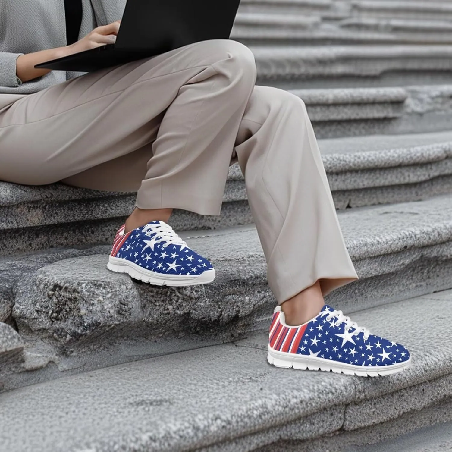 Women Men Lace Up Shoes Walking Sports Trainers Durable Sneaker for Running Hiking Gym US 5-15