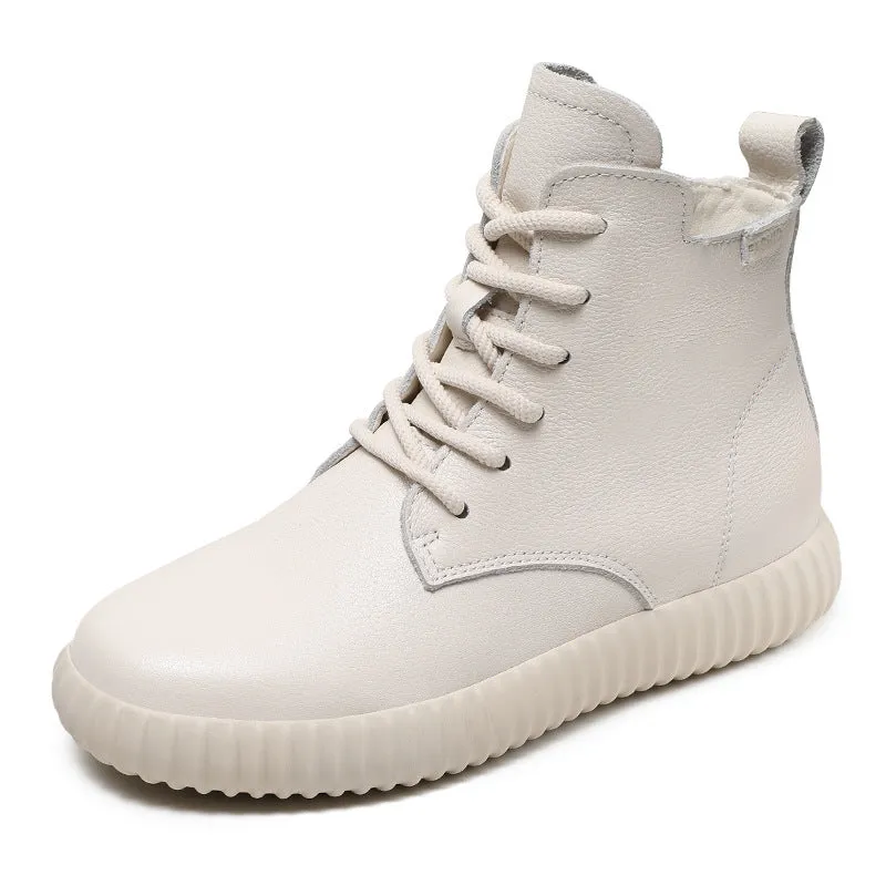 Women Minimalism Leather Soft Flat Boots
