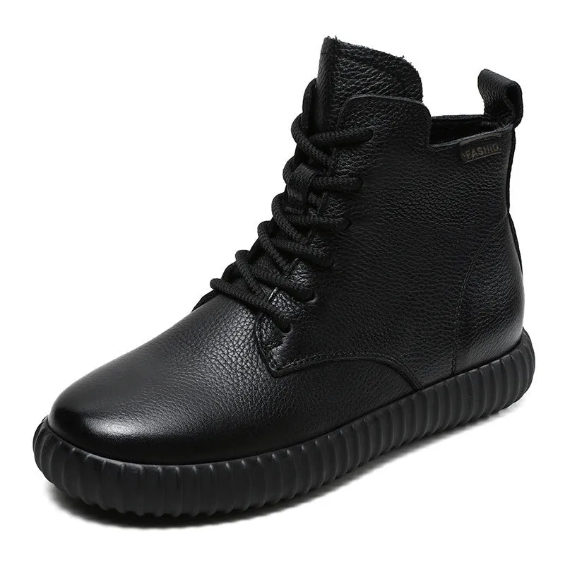 Women Minimalism Leather Soft Flat Boots