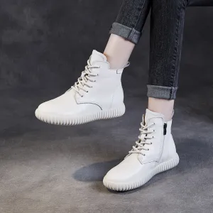 Women Minimalism Leather Soft Flat Boots