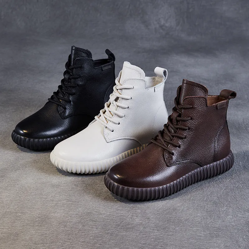 Women Minimalism Leather Soft Flat Boots