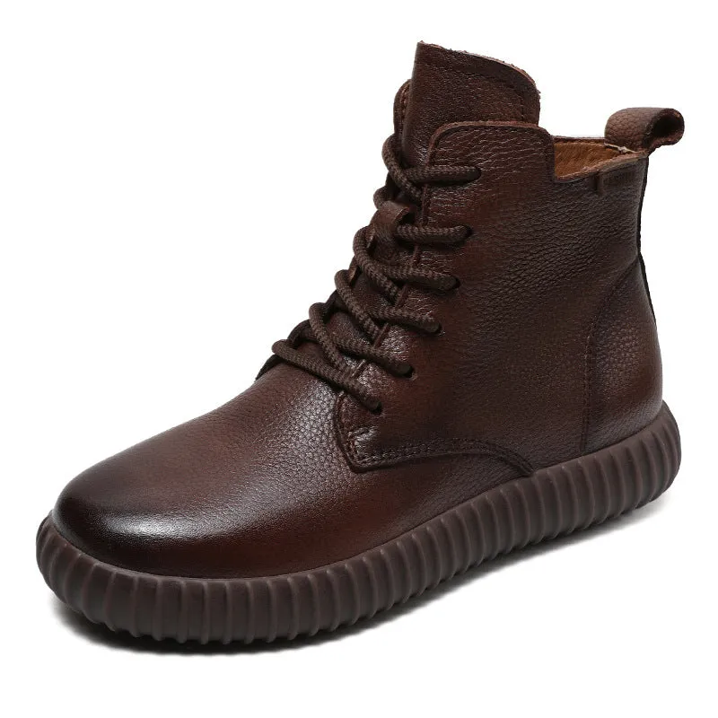 Women Minimalism Leather Soft Flat Boots
