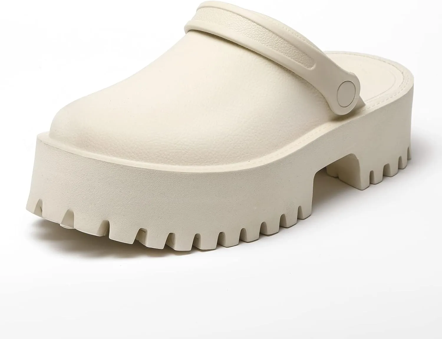 Women Platform Thick Soled Slippers,Beige Slip On Clogs Casual Non Slip Home Lazy Waterproof Fashion Sandals