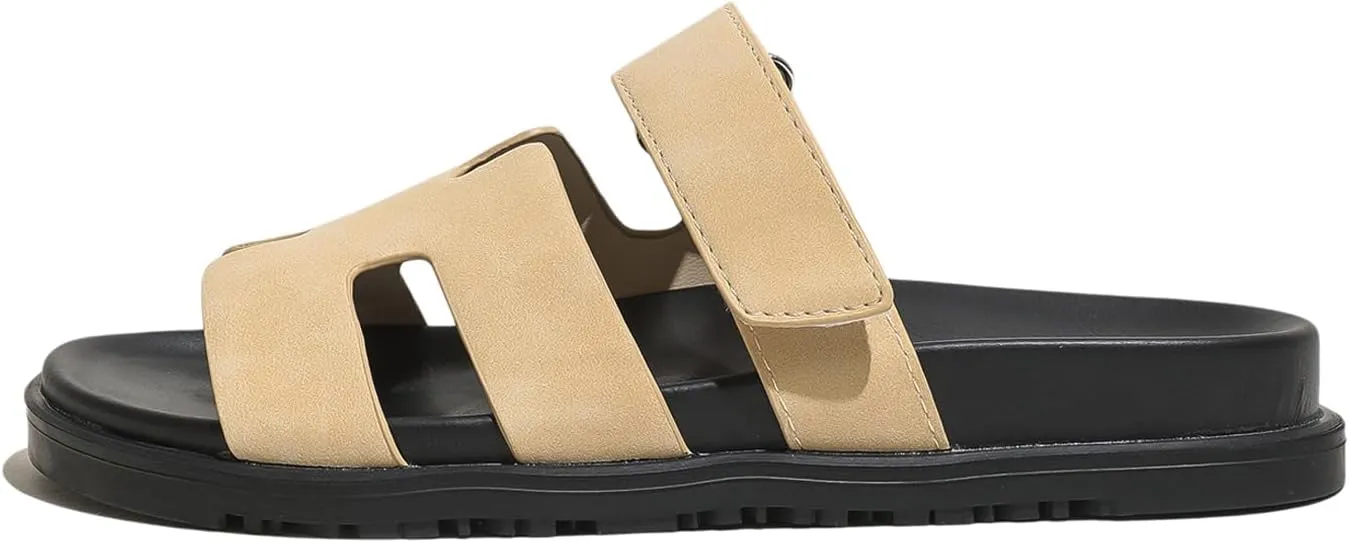 Women Sandals Summer Flat Sandal Comfy Adjustable Strap Sandals Fashion Mules Slip On Casual Sandals for Women