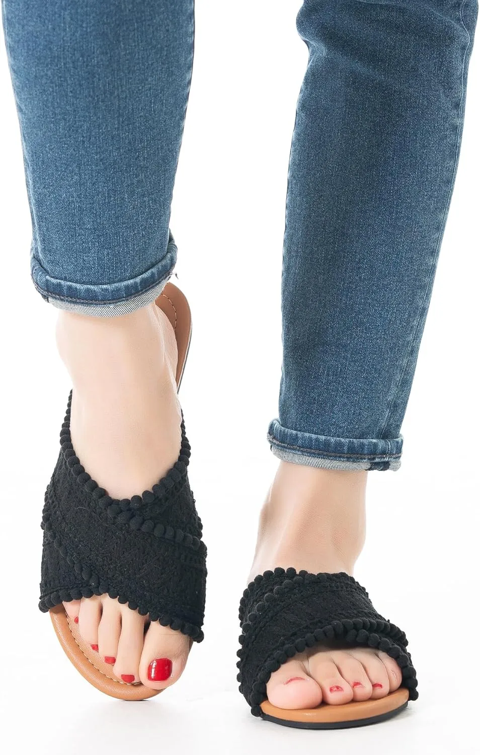Women Slides Sandals Braided Summer Bohemian Dressy Vacation Beach Comfy Slip On Flat