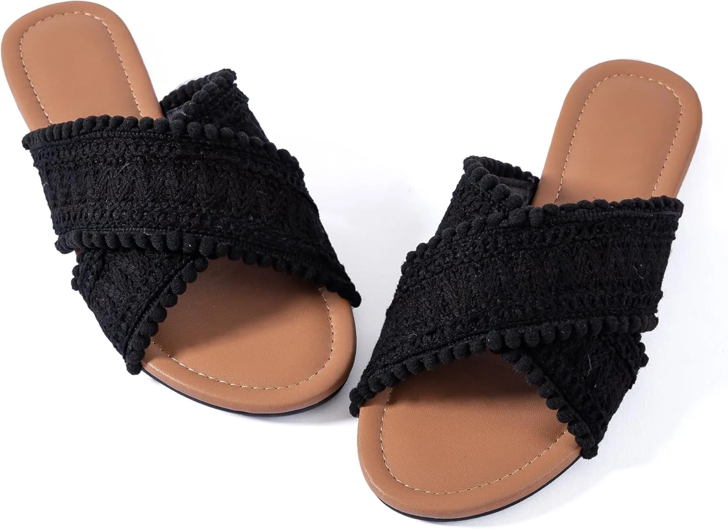 Women Slides Sandals Braided Summer Bohemian Dressy Vacation Beach Comfy Slip On Flat