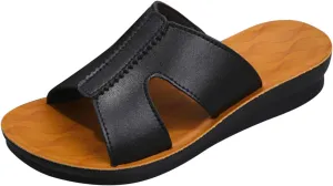 Women Slip on Roman Sandals Open Toe Summer Slides Comfortable Thick Sole Slippers Anti-Slip Lightweight Flat Sandal