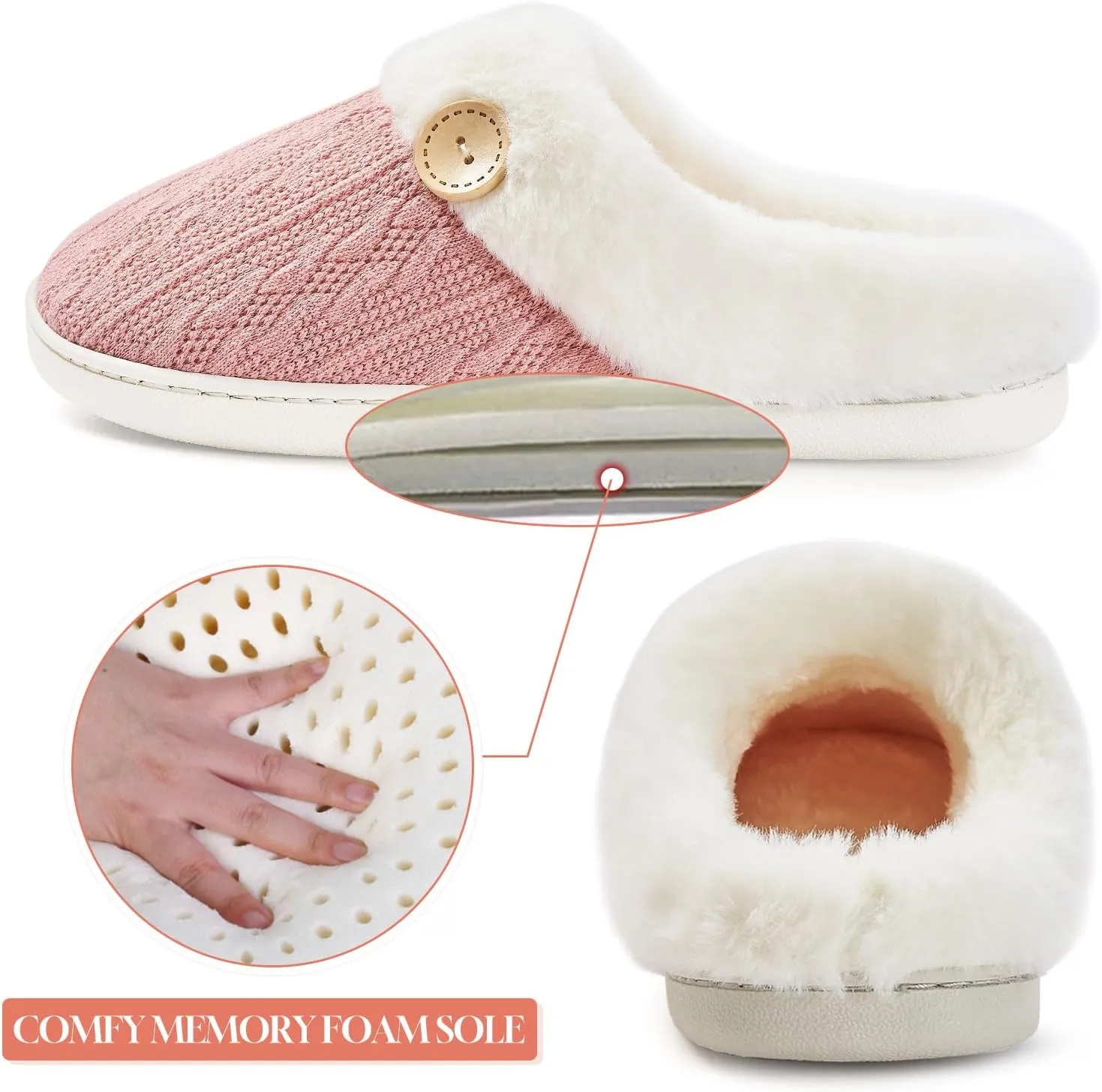 Women Slippers Memory Foam Slippers,Fuzzy House Bedroom Shoes,Soft Comfy Slippers for Woman,Indoor and Outdoor Home Ladies Slippers Bedroom Navy Blue Grey Pink
