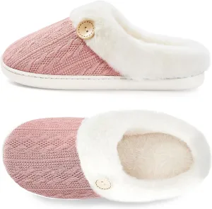 Women Slippers Memory Foam Slippers,Fuzzy House Bedroom Shoes,Soft Comfy Slippers for Woman,Indoor and Outdoor Home Ladies Slippers Bedroom Navy Blue Grey Pink