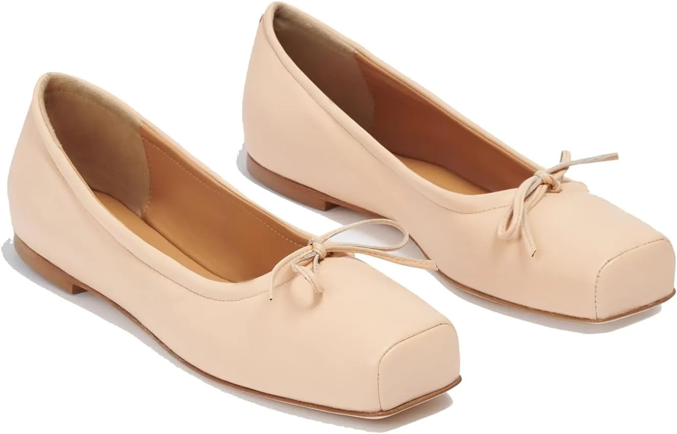 Women Square Toe Ballet Flats Bow Slip On Ballet Dress Shoes Satin Comfy Closed Square Toe Flat Shoes Wedding Bridal Walking Office Ladies Flats Drive Casual Ballet Shoes 4-11 M US