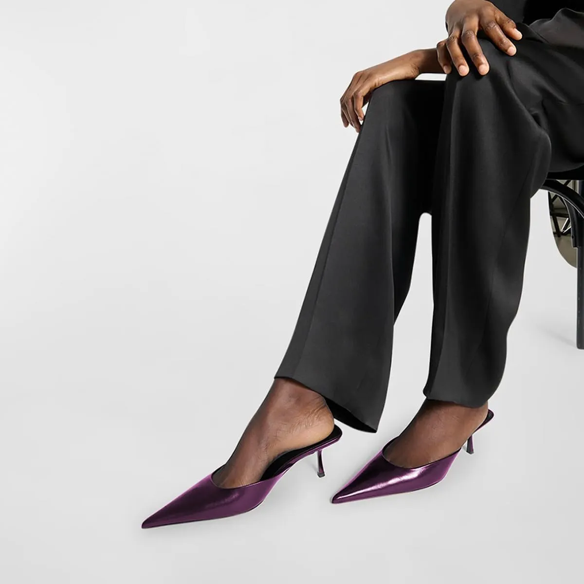 Women Stylish Pointed Toe Slip On Comfy Mules Low Kitten Heel Pumps Backless Ladies Casual Daily Slippers Size 4-16 US