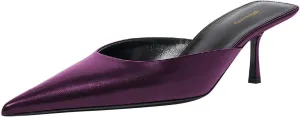 Women Stylish Pointed Toe Slip On Comfy Mules Low Kitten Heel Pumps Backless Ladies Casual Daily Slippers Size 4-16 US