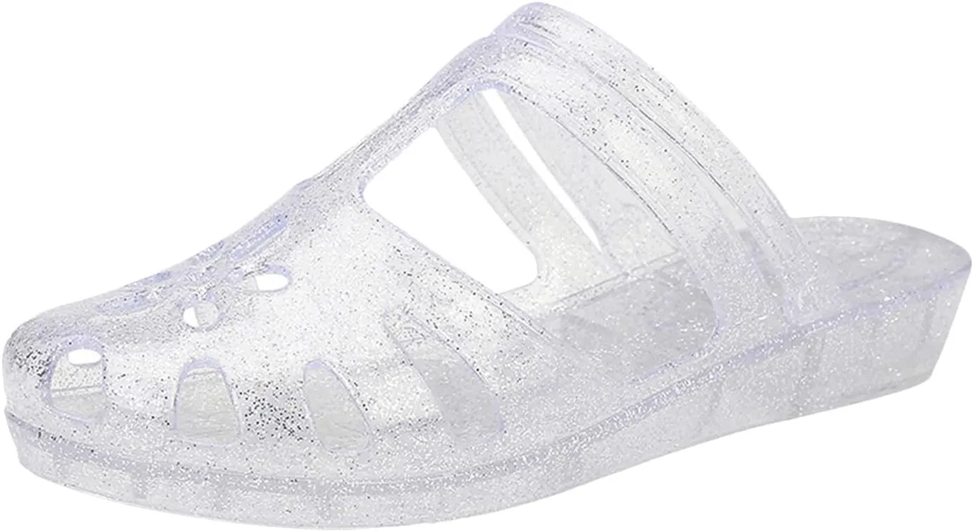 Women Summer Closed Toe Jelly Sandals Slides Sandal Slip on Flat Slippers Hollow Soft Sole 2025 New