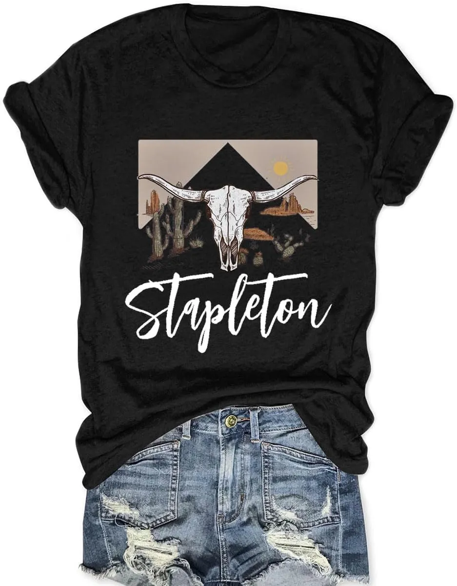 Women Western Graphic Shirts Boho Cow Skull Cowgirl Vintage Tshirt Short Sleeve Smooth As Tennessee Top Tee