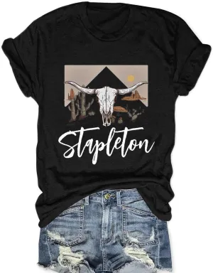 Women Western Graphic Shirts Boho Cow Skull Cowgirl Vintage Tshirt Short Sleeve Smooth As Tennessee Top Tee