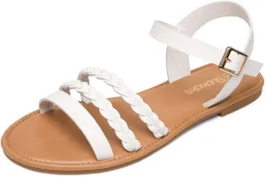 Women's Ankle Strap Flat Sandals Open Toe Breathable Summer Fisherman Sandals Adjustable Buckle Crossed Strappy Two Band Comfy Casual Gladiator Sandal