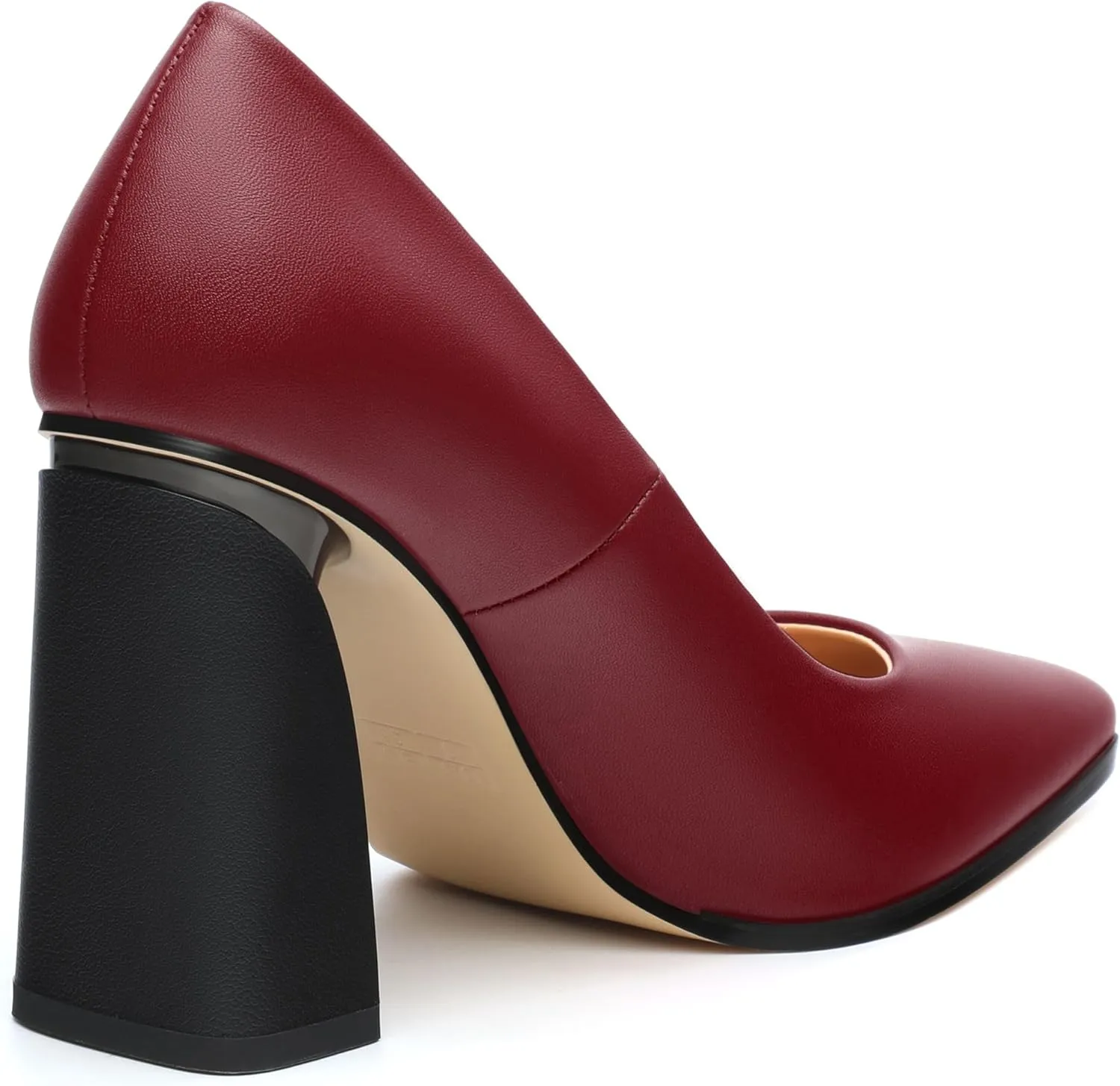 Women's Chunck Block High Heels Closed Pointed Toe Slip On Pumps Evening Wedding Party Office Work Shoes 3.5 Inch