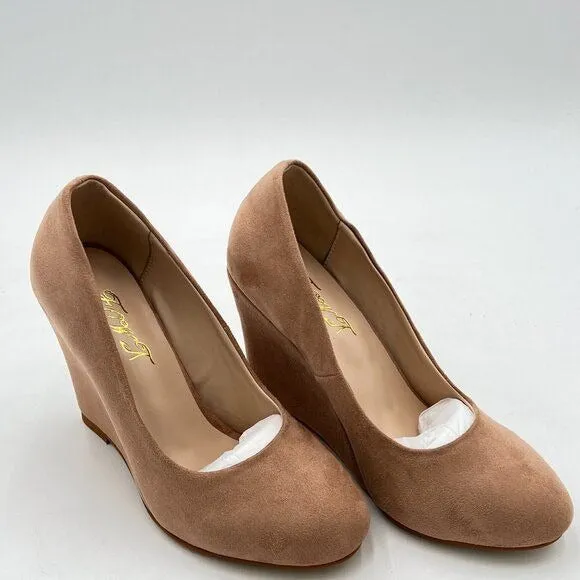 Women's Classic Wedge Pumps Basic Closed Almond Toe Thick High Heels