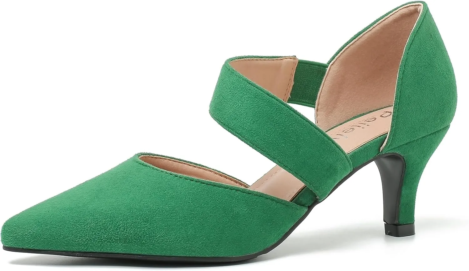 Women's Closed Pointed Toe Heels Strap D'Orsay Kitten Heel Slip On Dressy Pumps