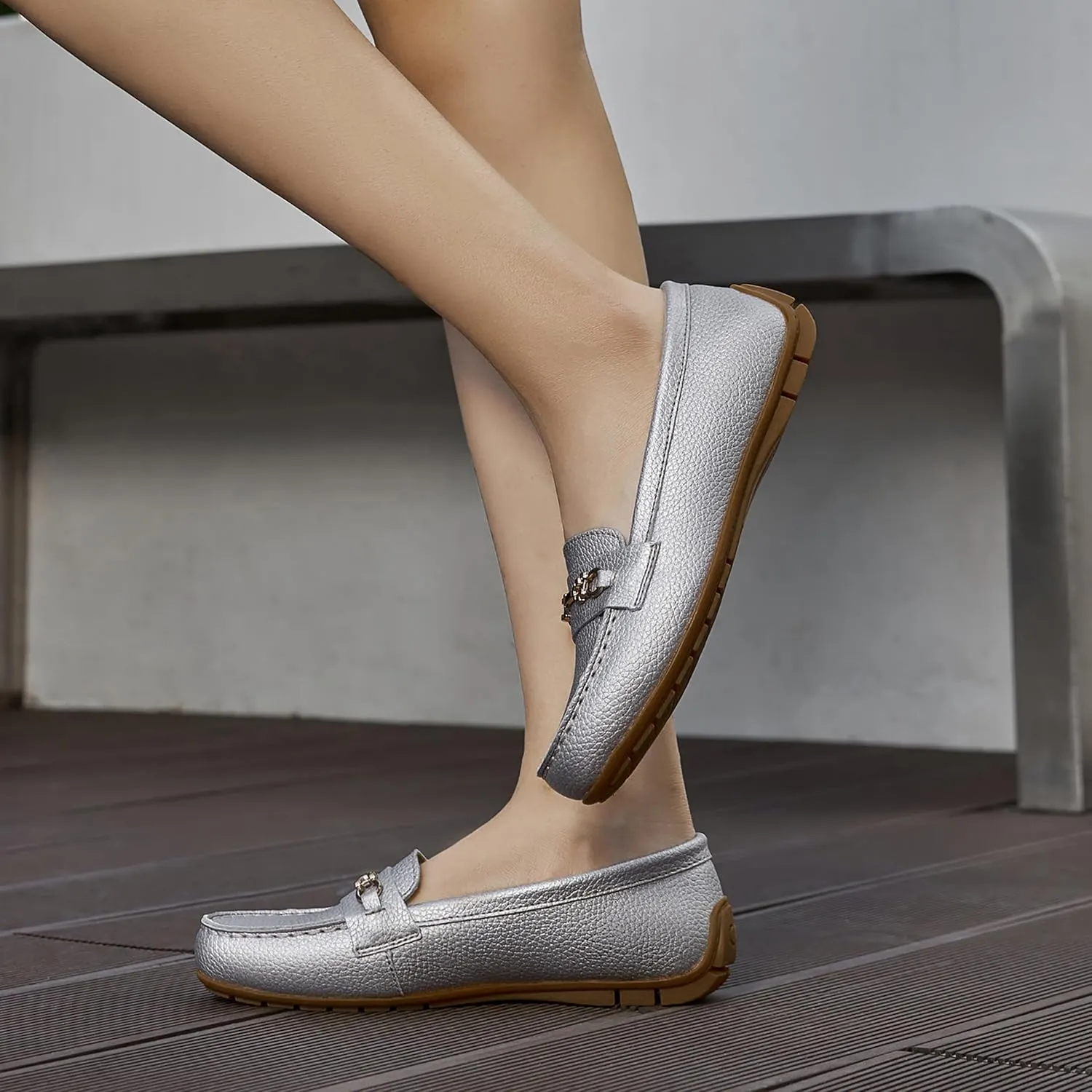 Women's Comfortable & Lightweight Leather Loafers Slip-Ons Driving Mocs Walking Shoes Cute Business Casual Dress Shoes Work Flats for Women