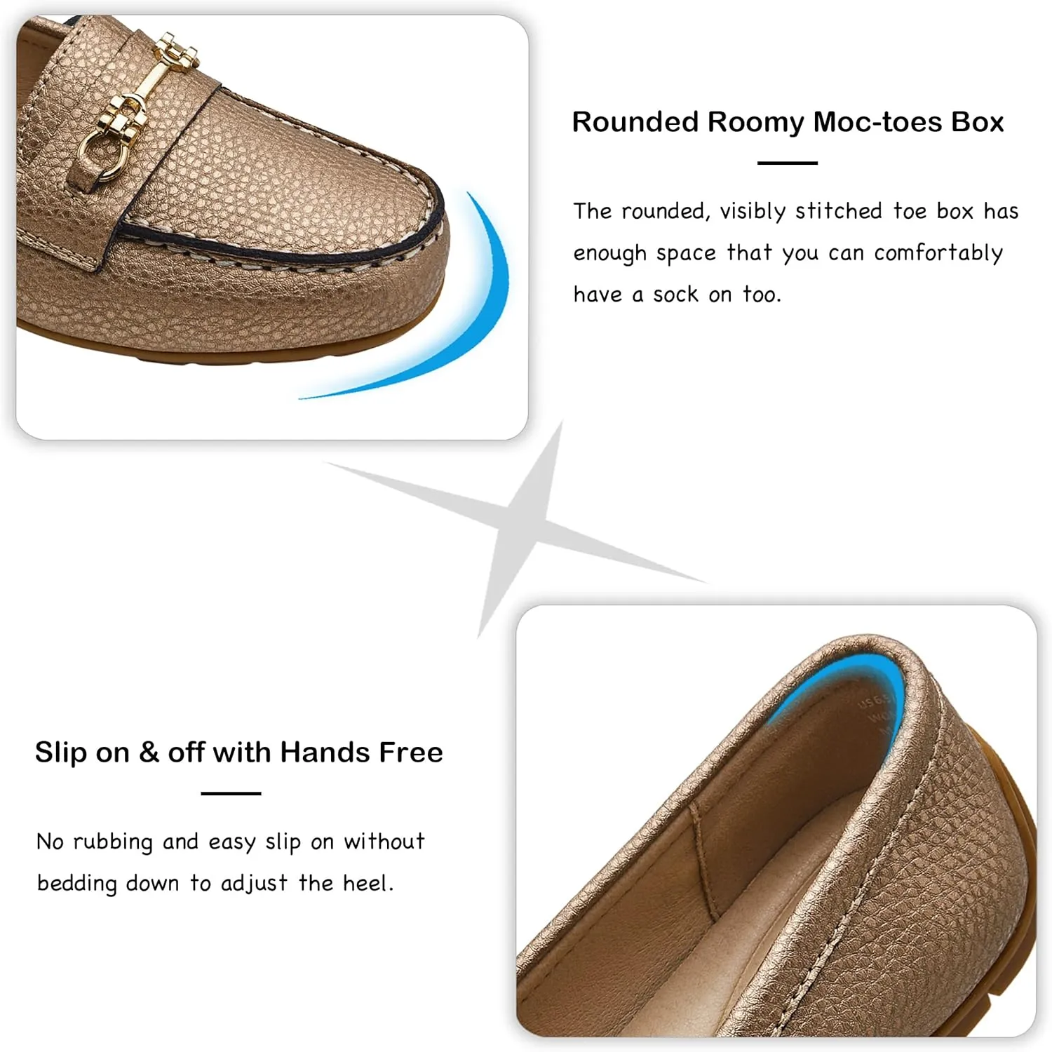 Women's Comfortable & Lightweight Leather Loafers Slip-Ons Driving Mocs Walking Shoes Cute Business Casual Dress Shoes Work Flats for Women