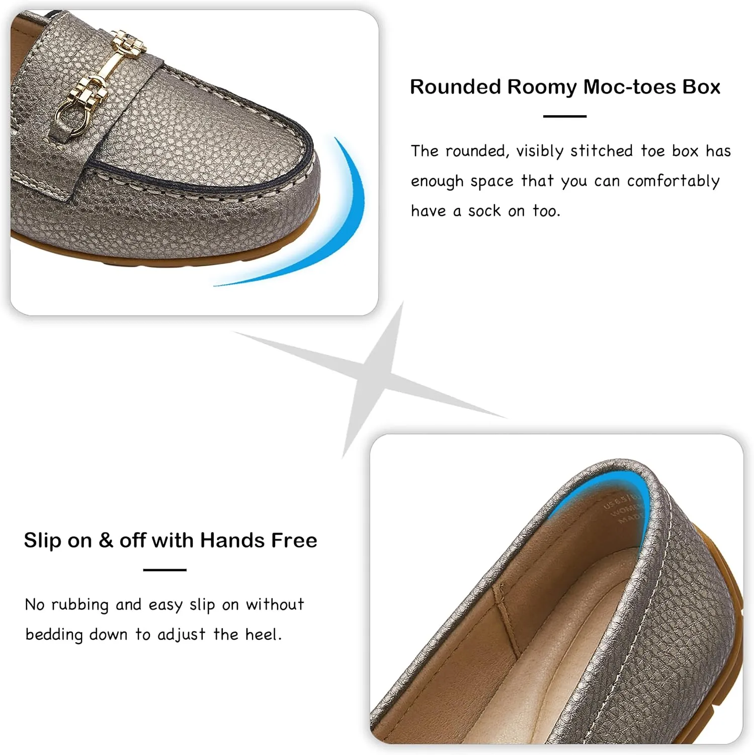 Women's Comfortable & Lightweight Leather Loafers Slip-Ons Driving Mocs Walking Shoes Cute Business Casual Dress Shoes Work Flats for Women
