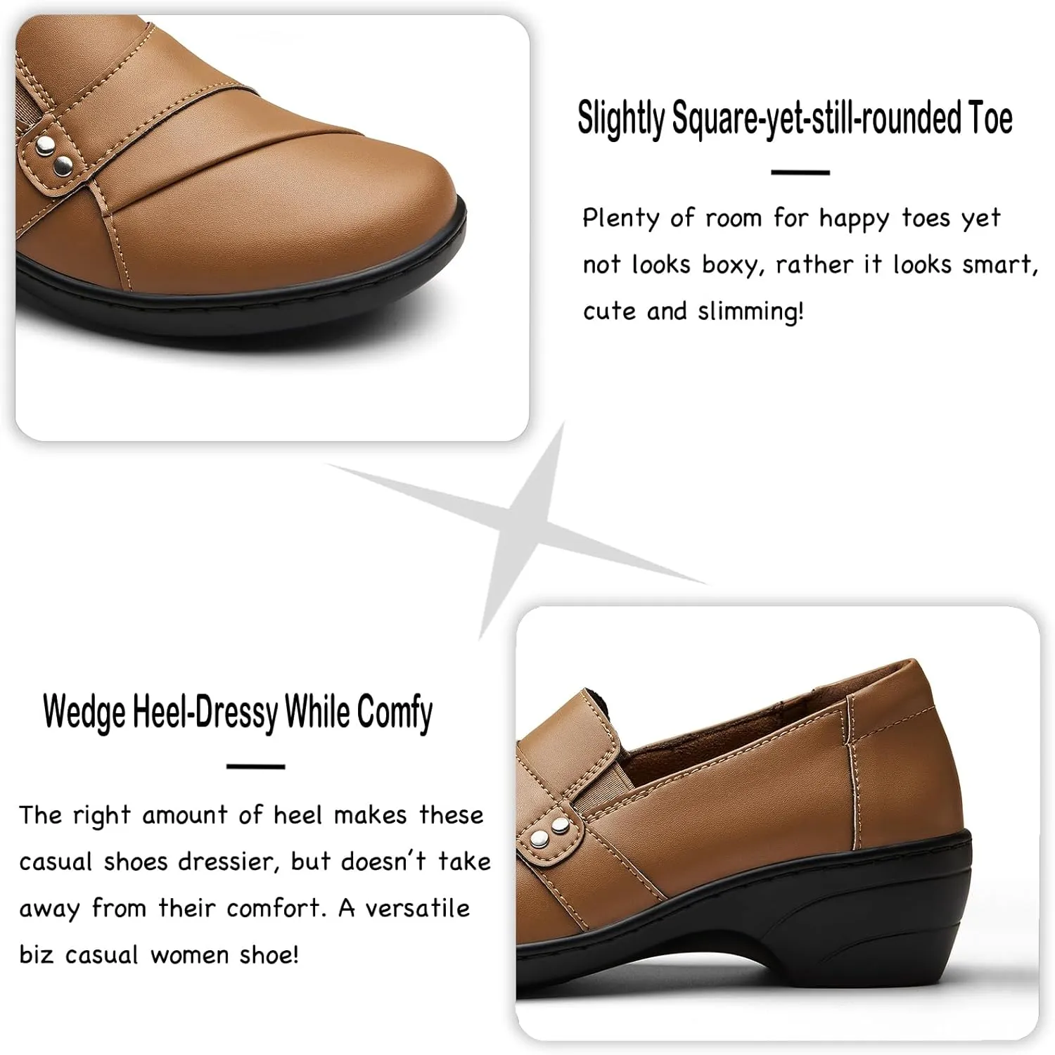 Women's Comfortable & Lightweight Leather Loafers Slip-Ons Stylish Business Casual Dress Shoes Work Office Everyday Walking Shoes for Women