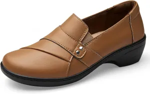 Women's Comfortable & Lightweight Leather Loafers Slip-Ons Stylish Business Casual Dress Shoes Work Office Everyday Walking Shoes for Women