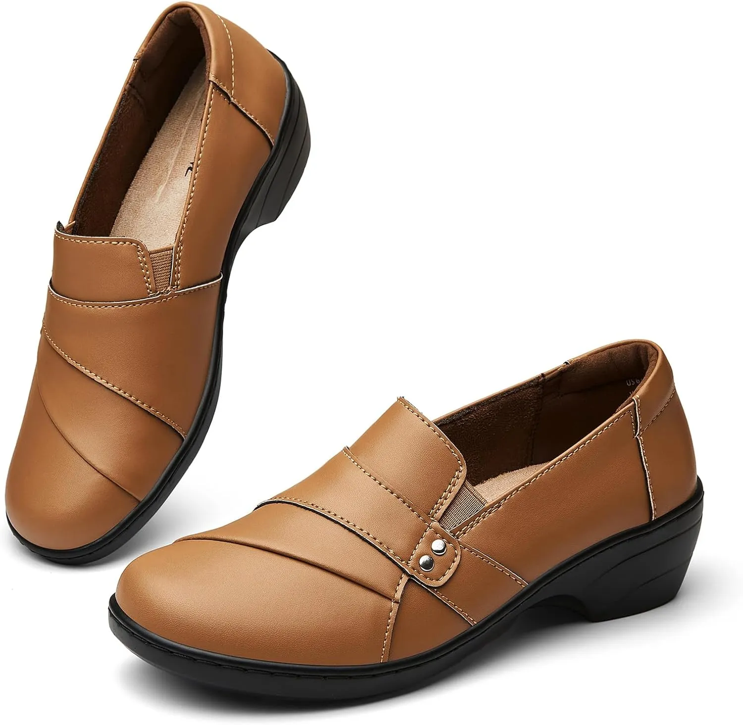 Women's Comfortable & Lightweight Leather Loafers Slip-Ons Stylish Business Casual Dress Shoes Work Office Everyday Walking Shoes for Women
