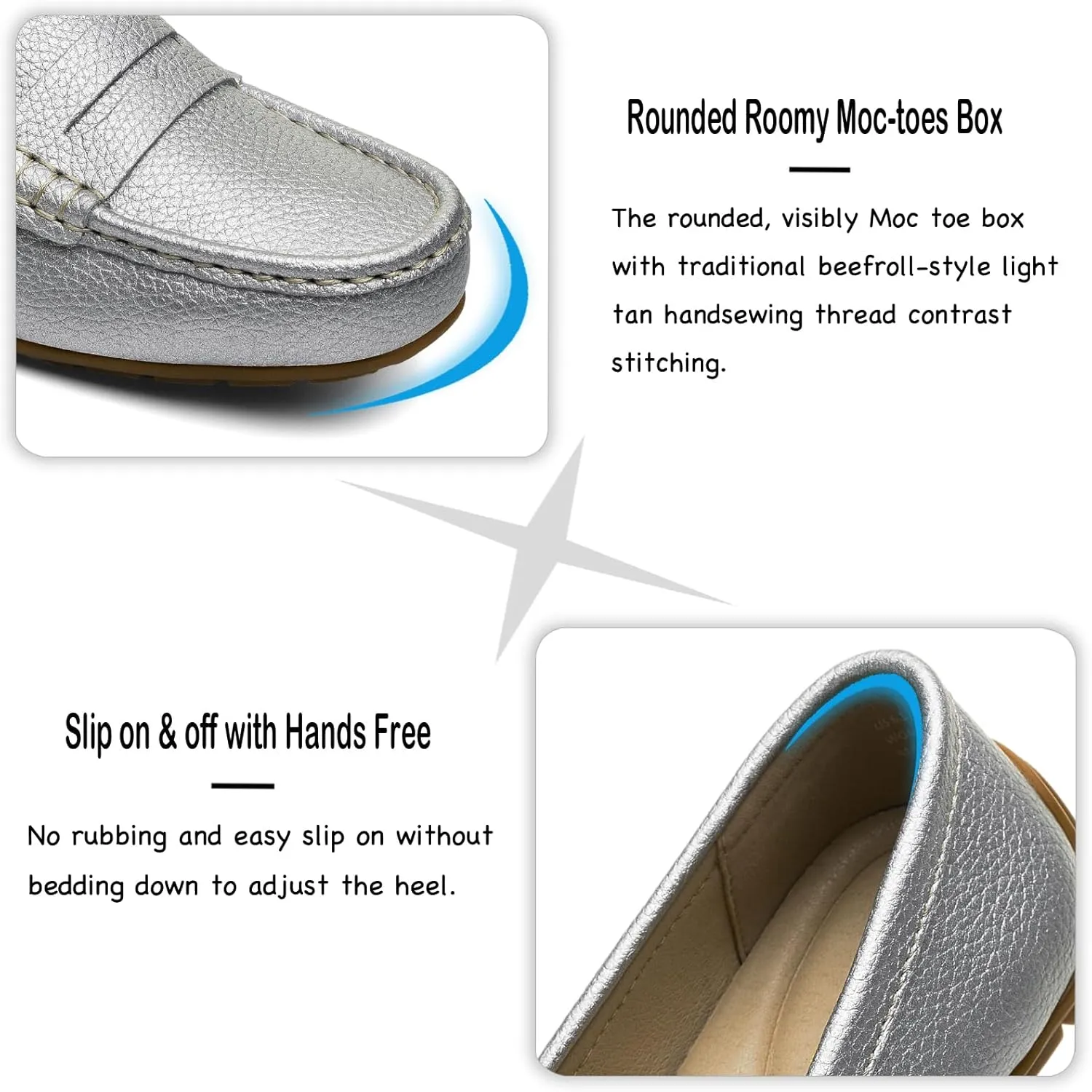 Women's Comfortable & Lightweight Leather Penny Loafers Slip-Ons Cute Business Casual Dress Shoes Work Office Flats Everyday Walking Shoes Driving Mocs for Women